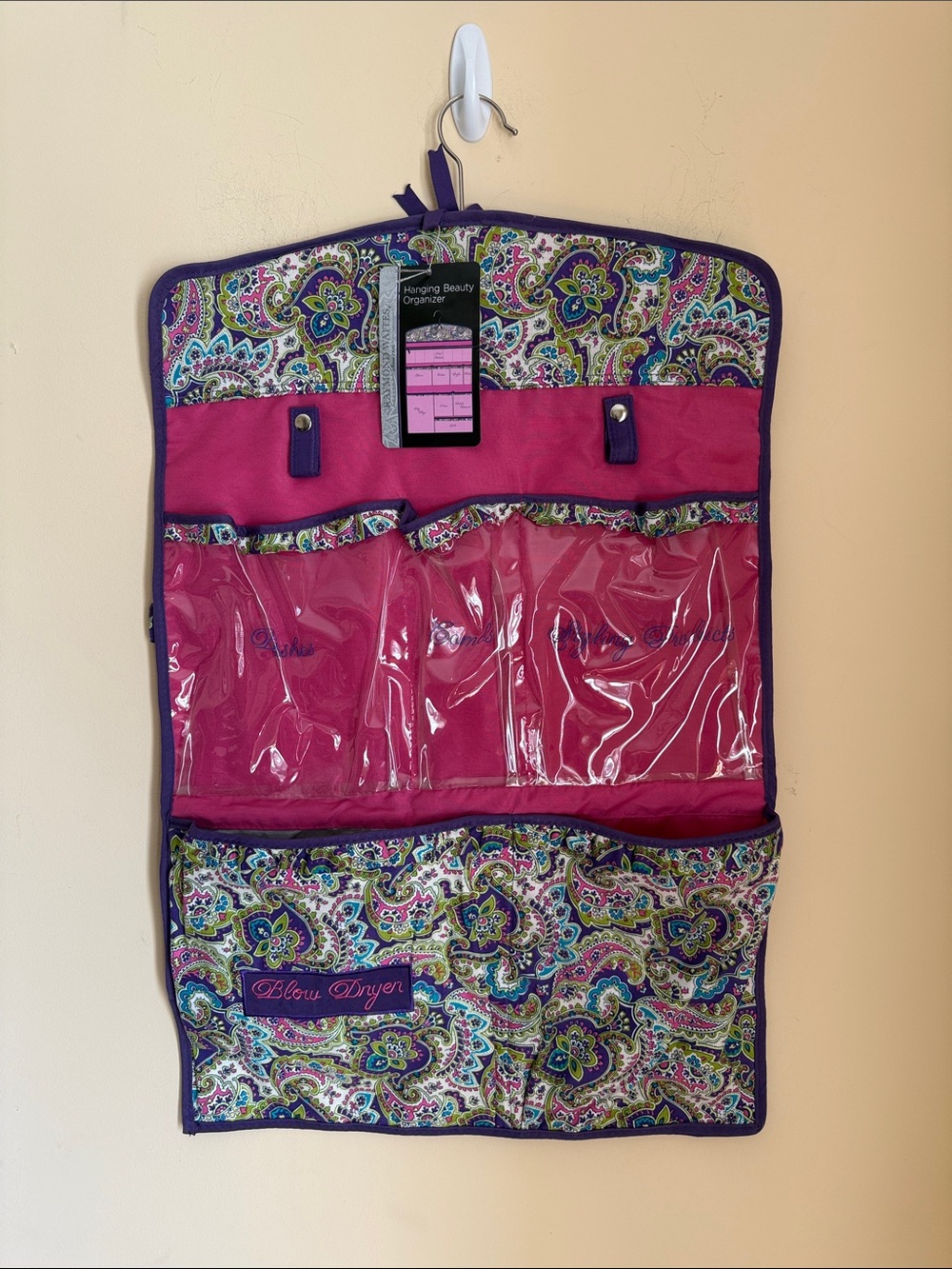 Pink & Paisley Hanging Beauty Organizer